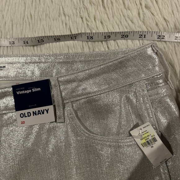 Old Navy womens NWT OG Loose Fit Jeans icicle shimmer 22 stretch - Picture 11 of 14